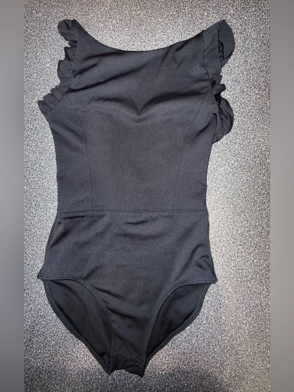Tiger Friday Black Dance Leotard With Ruffle Accents Size Adult Small